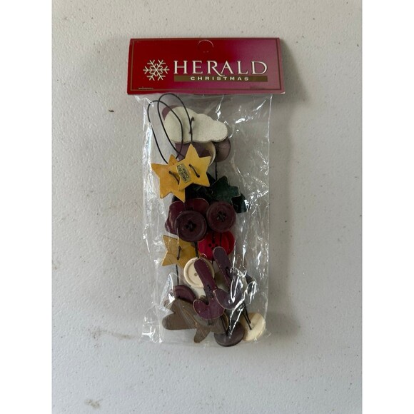 Vintage NWT Herald Novelty Mini Wooden Christmas Tree Garland - Picture 1 of 2